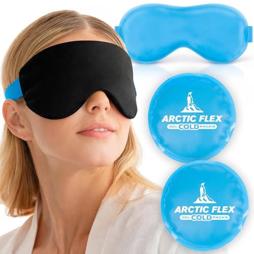 Artic Flex Heated & Cooling Eye Mask for Sleeping - Reusable Gel Ice Pack | For Tension Relief, Migraines, Skin Puffiness, Sleep - Hot & Cold Therapy Spa Treatment - Dry Eyes, Dark Circles, Eye Bags