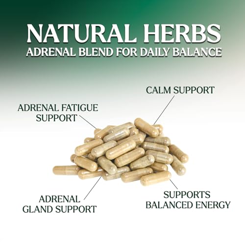 Böbrek Üstü Bezi Destek Takviyesi - Enerji, Yorgunluk, Sakinlik, Rahatlama ve Bağışıklık Desteği için Gelişmiş Korteks Kompleksi - Doğal Ashwagandha, Rhodiola ve Kutsal Fesleğen, ABD'de Şişelenmiştir - 120 Kapsül