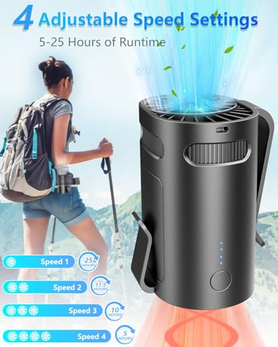 Waist Fan Clip on-Mini Lightweight Portable Fans Rechargeable Under Shirt Belt Pants Body Fans that Blow Cold Air,Waistband Cooling Fan,Powerful Small Personal Hanging Neck Cooler AC Travel Black