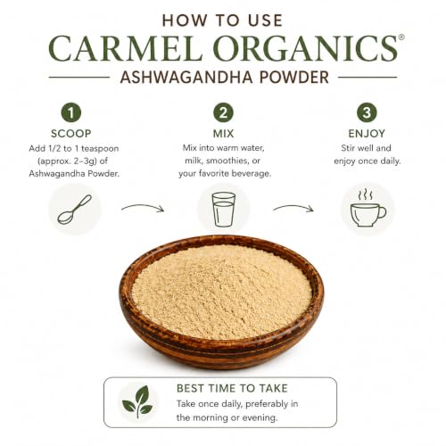 CARMEL ORGANICS Organic Ashwagandha Root Powder 8 Ounce