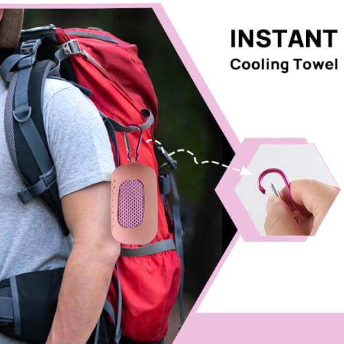 JBM Cooling Towel (40"x12") with Carabiner Clip | Quick dry ice towel for neck and face, breathable soft microfiber towel for sports, camping, beach and outdoor activities