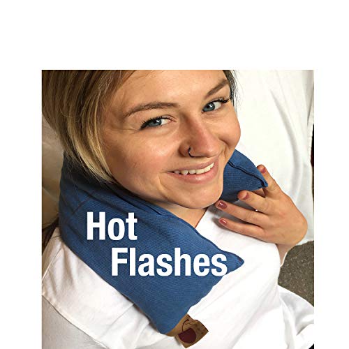 Neck Wrap Blue Denim Cherry Microwavable Pit-Stone Pillow, Washable | Hot/Cold Compress, Sustainable Moist Heat Pack, Shoulder Pain Relief, Washable, Spa Gift