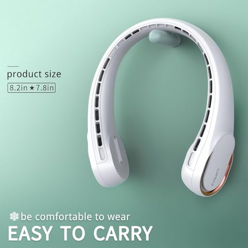 FrSara Neck Fan, Portable Personal Fan Strong Wind, 4000mAh, 360° Cooling | Air Volume, No Hair Twisting, Air Volume On 2 Sides, Non-Slip, Quick Charge, Long Use Time, Birthday Gift for Women, Dad, Men