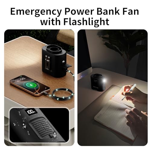 Socool 14500mAh Portable Waist Fan Clip on Belt 360 Rotation Wearable Rechargeable Personal Shirt Fan, 67H Cooling 5-Speed Battery Operated with Light, Neck Fan Hands-Free for Outdoor Jobsite Camping