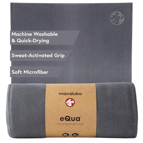 Manduka eQua Hot Yoga Mat Towel - 71" | Rapid Moisture Activated Grip | Ultra Soft Microfiber | Quick Dry | Lightweight, Travel Friendly Mat Layer | 71 x 24 inches | Thunder