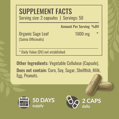 HERBAMAMA Sage Leaves Capsules - Digestive & Brain Support