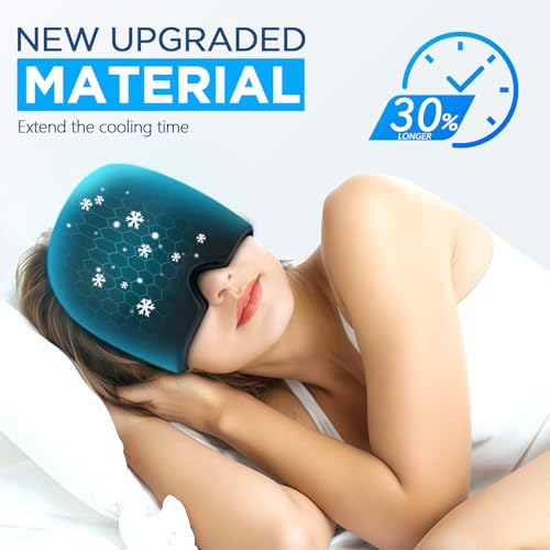 Migraine Relief Cap, Headache Relief Hat for Migraine Cap, Hot and Cold Therapy, Headache Eyes Mask for Stress Relief, Ice Pack Head Wrap for Sinus, Puffy Eyes, Tension,Black