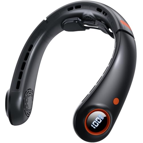 3 Motors Neck Fan, Neck Fans That Blow Cold Air, 360° Cooling, LED Display, 5 Speeds Powerful Wind, 5000mAh Rechargeable Battery, Hands-Free Wearable Personal Neck Cooler, Gift for Kid Men Women