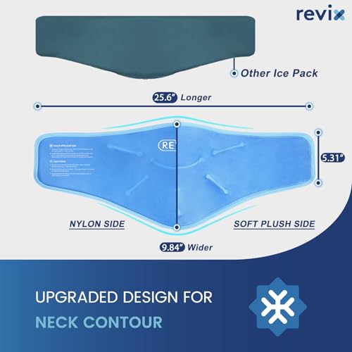 REVIX Neck Ice Pack Wrap – Reusable Hot Cold Gel Pack for Neck and Shoulder | Large Flexible Design with Soft Plush Lining, Cervical Gel Ice Wrap Ideal for Post-Workout Recovery, Fatigue & Relaxation