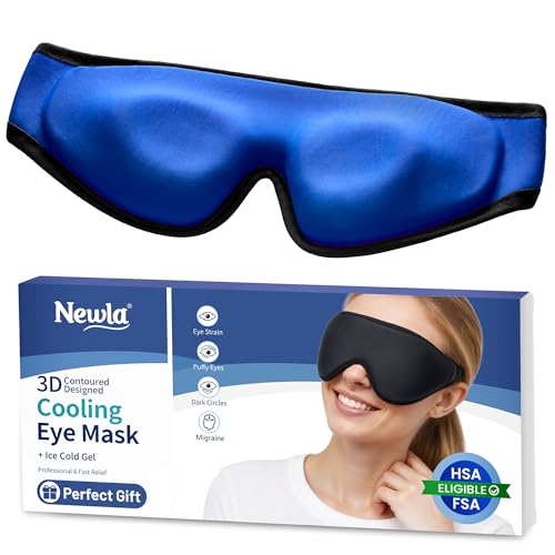 Cooling Gel Eye Mask for Puffy Eyes, Larger Full-Eye Contour Cold Compress | Ice-Cold Gel Therapy, Forehead & Upper Cheek Cooling Relief, Reusable Ice Pack for Eyes, FSA Eligible Items HSA, Black