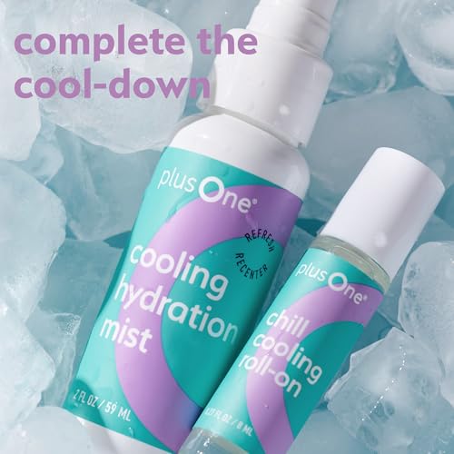 plusOne Chill Cooling Roll-On, Aromatherapy Oil Blend for Stress 0.27 fl oz | Instant Hot Flash Support with Peppermint, Menthol & Ashwagandha, Essential Oil Blend for Stress & Cooling Refreshment