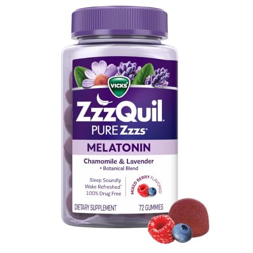 ZzzQuil, Saf Zzzs Melatonin Sakızları, Uyku Yardımcısı, 2 mg Melatonin, Papatya ve Lavanta Özlü, Melatonin Uyku Sakızları, Yetişkinler İçin Uyku Yardımcıları, Yaban Mersini Vanilya Aromalı, 72 Uyku Sakızı