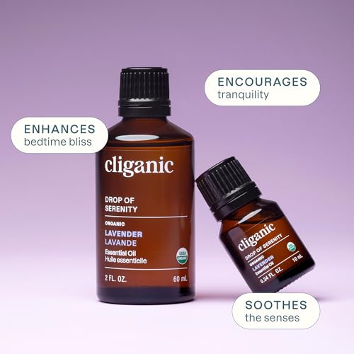 Cliganic Organic Lavender Essential Oil for Diffuser, 100% Pure, 0.33 Fl Oz