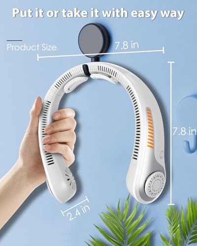 Portable Neck Fan Rechargeable Wearable Personal Fan Blow Cold Air, 5 Speeds, USB Battery, Neck Cooler with Neckbrace, Gift for Men Women, Sports, Gardening, Home, Outdoors, Travel, Camping