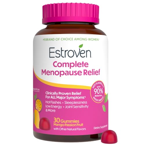 Estroven Complete Gummies Menopause Relief Supplement for Women, 30 Count | Mango Passionfruit, Hot Flash & Night Sweat Relief*, Perimenopause Support Hormone-free, Drug-free Rhapontic Rhubarb, 1 Daily