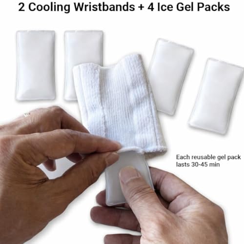 Nedia Cooling Wristbands Cotton Sweatband for Men and Women, Ice Gel Pack Inserts Keeps You Cool in Hot Weather Play, Sweat Absorbing Athletic Terry Cloth, for Tennis, Basketball, Running, More
