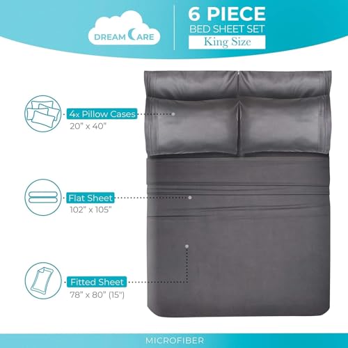 DREAMCARE Full Size Sheets - 6 pcs Breathable Cooling Sheets Full Size Bed