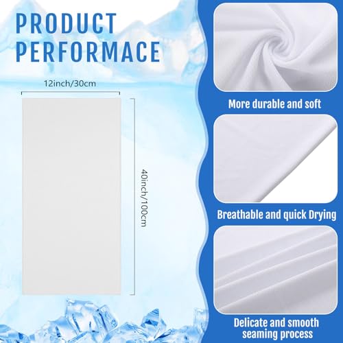 Hosuly 6 Pack Cooling Towel 40" X 12", Cool Neck Wrap,White | Cooling Rag for Neck and Face, Ice Breathable Chilly Towels, Portable Bag, Quick Cooling for Hot Weather
