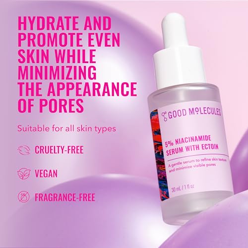 Good Molecules 5% Niacinamide Serum with Ectoin, Pore Serum, 1 fl oz