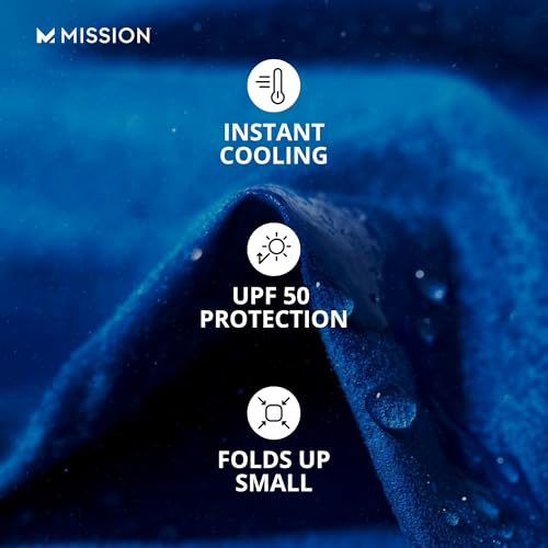 MISSION Max Plus Cooling Towel- Soft, Durable Microfiber - Cools Up to 3 Hours - UPF 50 Sun Protection - Machine Washable