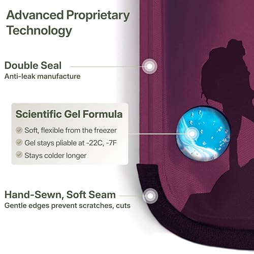 Flexible Hot and Cold Gel Pack Medium 8" x 12", 2 Pack | Reusable soft gel ice pack for injuries, muscle recovery, dual-sided plush, medical grade for ankle, arm, foot, leg, purple