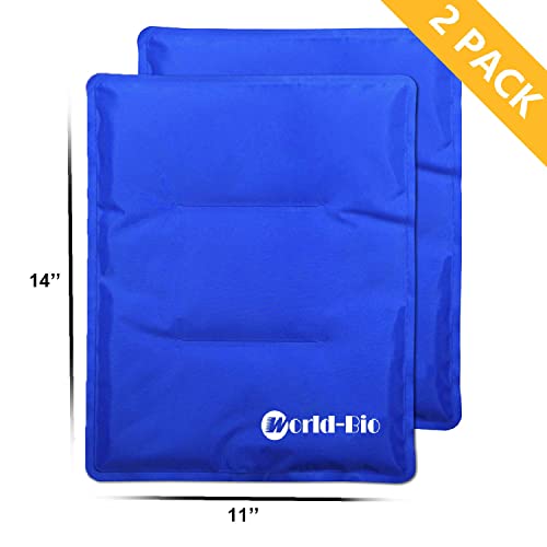 WORLD-BIO 2Packs Flexible Large Ice Pack for Injuries, Large Cold Compress | 11*14"Larege Size, Large Hot Cold Compress Pad, Long Lasting Cold Pack,Targeted Pain Relief, Speeds Up Post-Workout Recovery