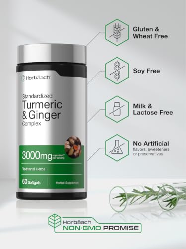 Horbäach Turmeric and Ginger Supplement | 60 Softgel Capsules