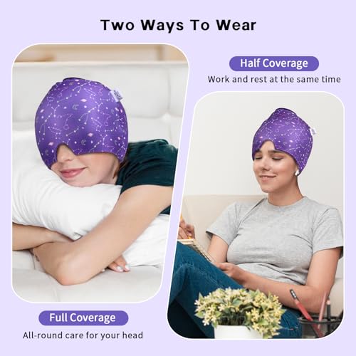 my novel things Migraine Relief Cap, Gel Cooling Headache Mask 2PK | With Hot/Cold Gel for Instant Headache and Stress Relief - Reusable Ice Pack