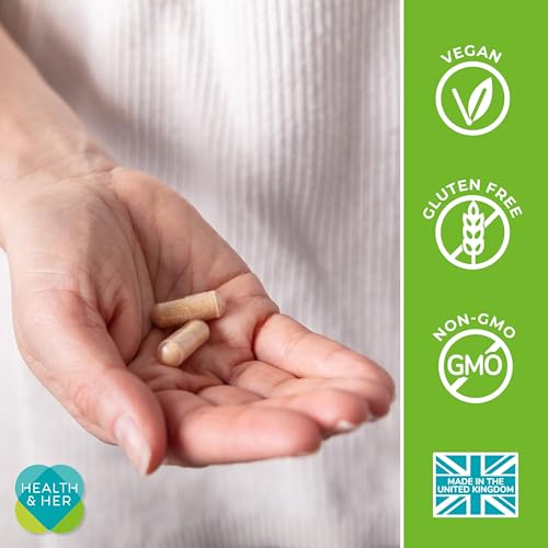 Health & Her Menopause Supplement, Multivitamin for Women, 30 Day Supply | 9-in-1 daily multivitamin for women during Menopause, with Ashwagandha & Red Clover; Vegan, gluten-free; 60 capsules