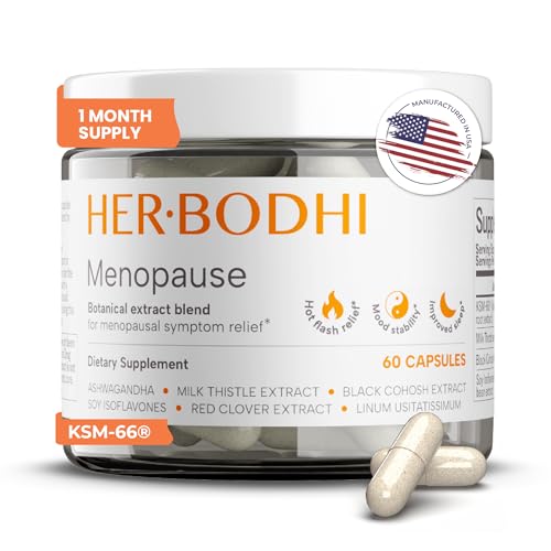 Her Bodhi Meno Menopause Supplement for Women, Hormone-Free, 60 Capsules | Soy Isoflavones, Black Cohosh & KSM-66 Ashwagandha to support comfort through hot flashes and night sweats; vegan*