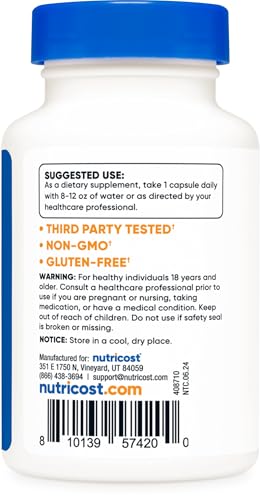 Nutricost Ashwagandha Root Extract Herbal Supplement 600mg, 30 Capsules - Vegetarian, GMO-Free, Gluten Free