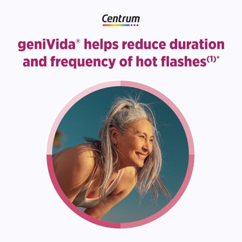 Centrum Complete Multivitamin Supplement, 30 Count | Hot Flash Support Menopause Support Tablets, with Clinically Studied geniVida, Gluten Free, Non-GMO Ingredients