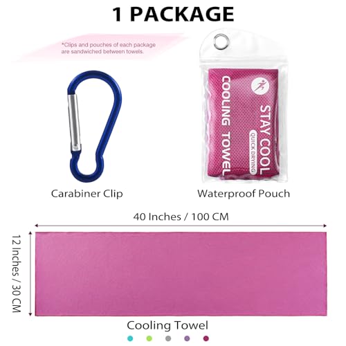 Cooling Towels - 5 Pack Gym Towels, Gym Towel for Working Out, Yoga Towel | Microfiber Breathable Mesh Fabric, Large Size: 40"L × 12"W, Reusable & Easy To Clean, Equipped With Waterproof Storage Pouch