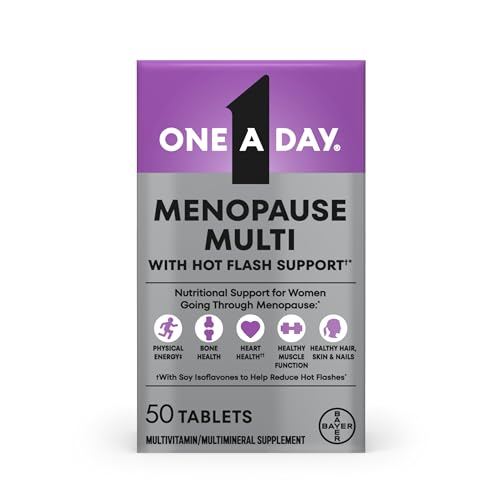 One A Day Women's Menopause Multivitamin, Menopause Support, 50 Count | Soy Isoflavones for hot flash support (3), Convenient daily tablet, For women 50+