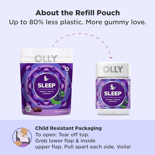 OLLY Sleep Support Gummy Supplement,* 3 mg Melatonin, L-Theanine - 60 Count