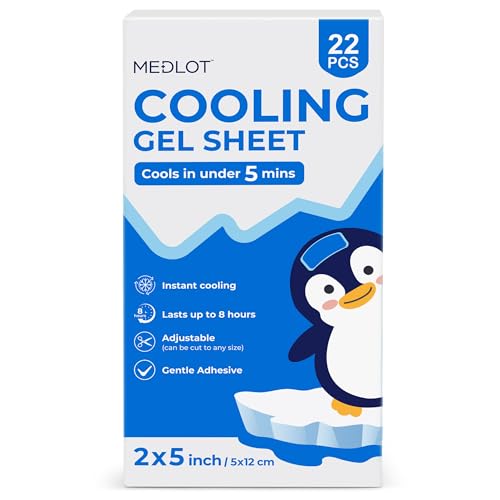 LotFancy Fever Patch for Kids, 22 Sheets, Cooling Patches for Hot Weather | Fever Reducer for Kids and Adults, Baby Cooling Pads, Gel Cool Patch for Fever, Headache Relief, Unscented, 4.7” x2”