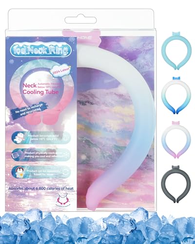 Neck Cooling Tube Wraps Ice Ring Neck Cooler Personal Ice Pack Wrap for Hot Weather Gel Reusable Wearable Gel Cooling for Summer Heat Hot Flashes Freezer Below 64.4℉