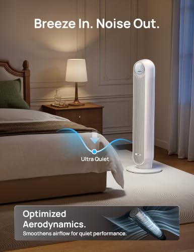 DREO Tower Fan for Bedroom, 28ft/s Velocity, Ultra Quiet Fan, 8 Speeds