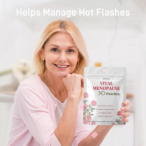 Vital Menopause Patches - Hot Flash & Night Sweat Support - 30ct | Plant-Based Formula with Black Cohosh, Chasteberry & Ashwagandha. Promotes Gentle Hormonal Balance & Calm Mood.