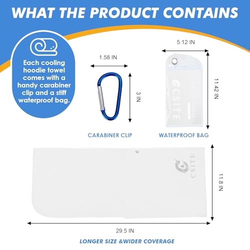 CSITE 3 Pack Cooling Hoodie Towels for Neck and Face, UPF 50 Sun Protection & Instant Cooling, Ice Towels for Hot Weather, Soft Breathable Towel for Sport, Work Out, Gym, Camping & More Activities
