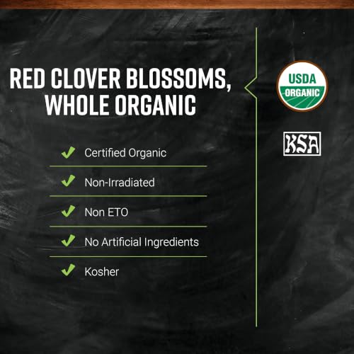 Frontier Co-op Organic Whole Red Clover Blossoms, 0.71oz - Fragrant, Natural and Versatile for Garnishes and Red Clover Tea - Kosher, Non-Irradiated