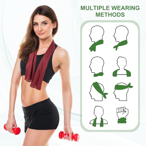 PATIKIL Cooling Towel 40"x12", 4 Pcs Ice Towel for Neck and Face, Soft Breathable Chilly Sweat Absorbing for Yoga Sports Camping Fitness Running Golf, Purple