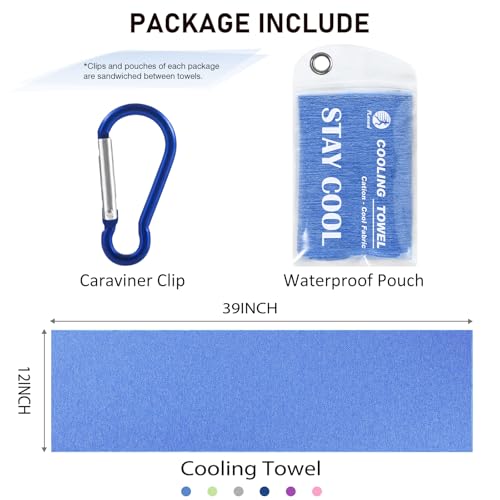 Cooling Towels - 6 Pack Cooling Towel (40"x12"), Ice Gym Towels for Working Out, Microfiber Cooling Towels for Neck and Face, Yoga Towel for Home Gym, Workout & More Activities