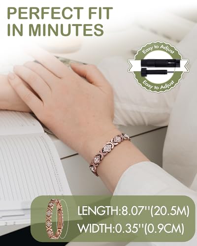 Feraco Pure Copper Bracelets for Women, Ultra Strength Magnetic Bracelet