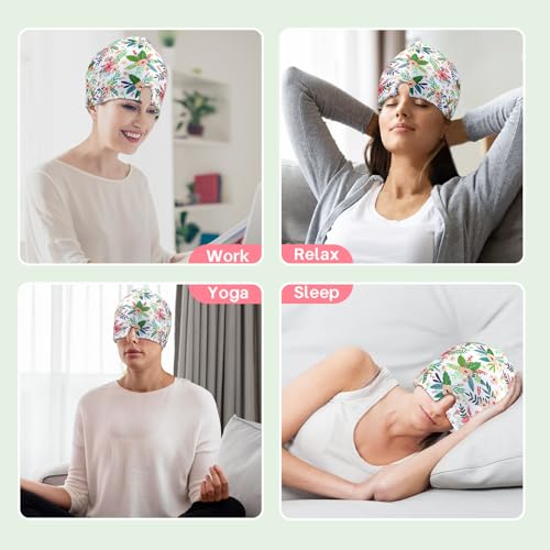 ZNÖCUETÖD Migraine Headache Relief Cap Hat Full Head ice Pack Wrap Cold Cap | Gel Cooling Ice Beanie Hot/Cold Compress Therapy for Sinus, Stress, Tension, Head Pain Relief, Gift for Women
