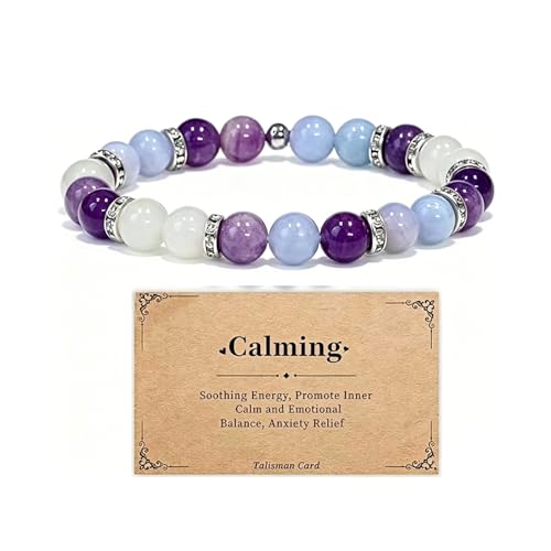 Menopause Bracelet for Women, Natural Crystal Elastic Bracelets Hot Flashes & Anxiety Relief Calming Balance Menopause's Support Jewelry Gift With Card