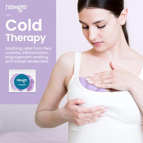 NEWGO Breast Ice Pack, Hot/Cold Therapy for Nursing & Engorgement, 2 Pack | Double-sided Material, Reusable Ice Pack for Breastfeeding, and Post-surgery Comfort, Soothing Relief