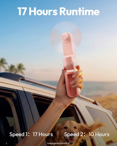 Gaiatop Portable Handheld Fan, 3 in 1 Mini Fan Handheld [17h Max Cooling], Foldable Personal Fans Pocket Design, USB Travel Fans Portable, Lash Trip Summer Essential Cute Gifts for Women Girl, Pink
