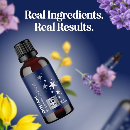 Sleep Essential Oil Blend for Diffuser - Dream Essential Oils for Diffusers Aromatherapy and Relaxation with Clary Sage Ylang-Ylang Roman Chamomile and Lavender for Sleep Time Support (1 Fl Oz)