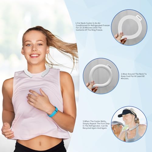 Neck Cooler Ice Cold Ring,Wearable Neck Cooling Tube for Heat and Hot Weather, Ice Collar for Outdoor Workers, Sports, Relief from Hot Flashes Or Fever, Reusable Body Cool Wraps (White)